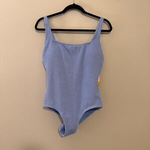 Light Blue Ribbed Swimsuit